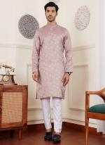 Modal Silk Mauve Traditional Wear Embroidery Work Readymade Kurta Pajama